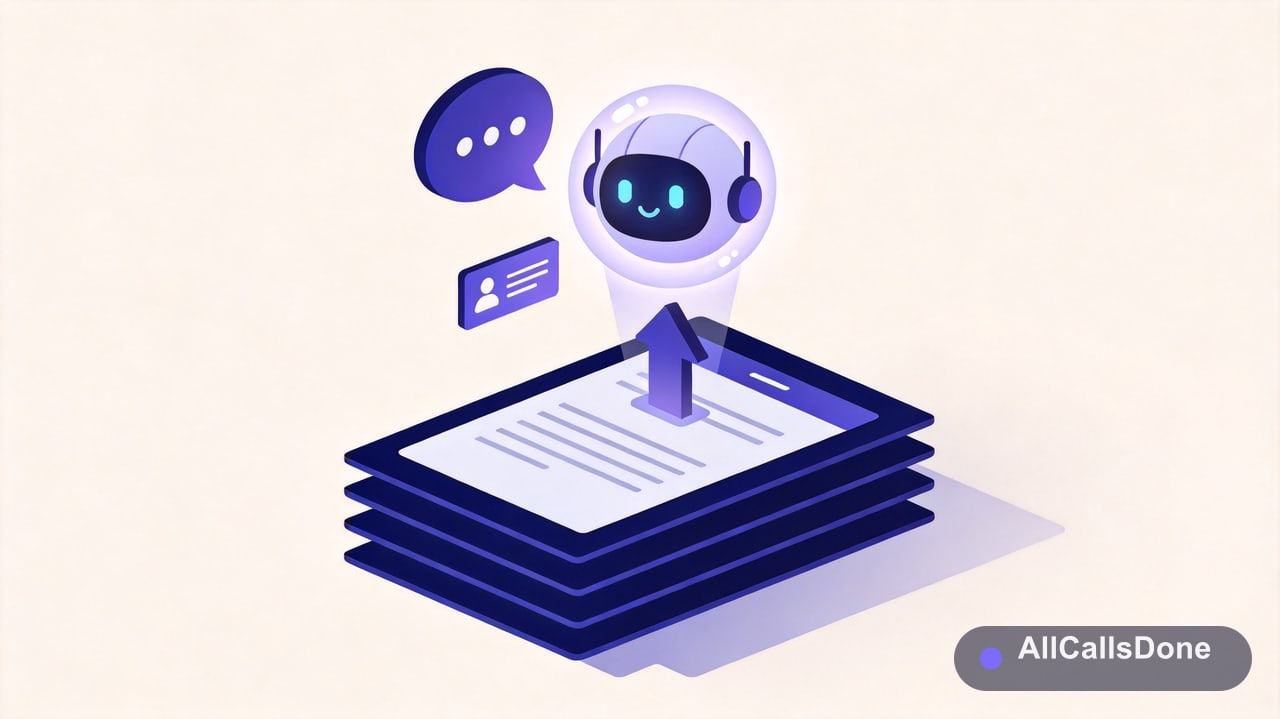 A business uploading its documents into a hosted assistant that answers visitor questions and captures leads